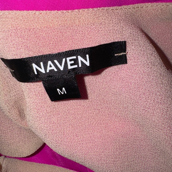 Naven Hot Pink and Teal Side Cutout High Neck Silk Mini Dress - Picture 6 of 7